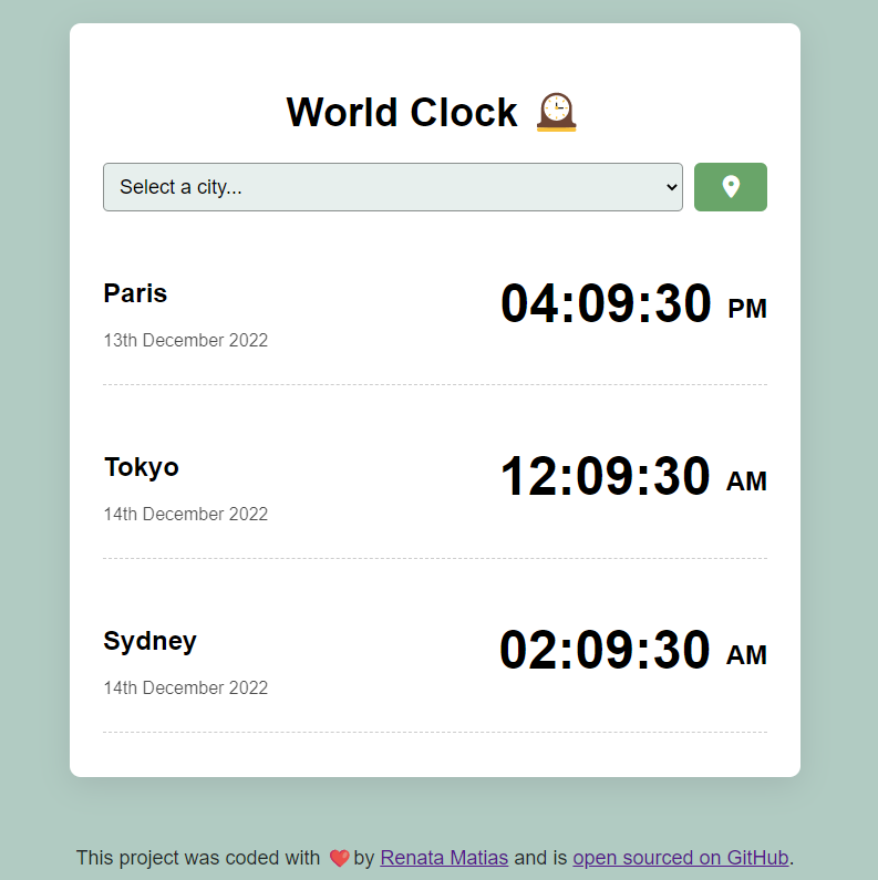 World Clock Project 